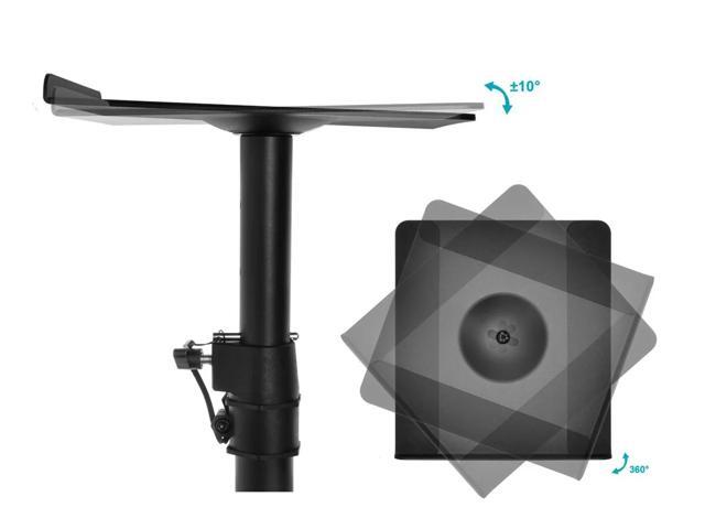 Monoprice Universal Clamp-On Desktop Speaker Mounts Pair Height-Adjustable 9 x 9 inch Tray, Fits Most Bookshelf Studio Monitor Speakers