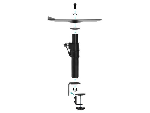 Monoprice Universal Clamp-On Desktop Speaker Mounts Pair Height-Adjustable 9 x 9 inch Tray, Fits Most Bookshelf Studio Monitor Speakers