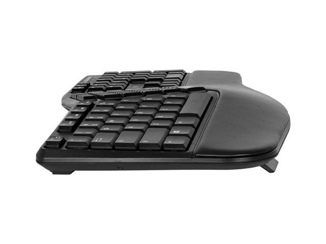 Monoprice Ergonomic Wireless Split 105-Key Keyboard, 2.4GHz Wireless, 13 Multimedia Hotkeys Functions, AutoPower Save Mode, BuiltIn Wrist Cushion...