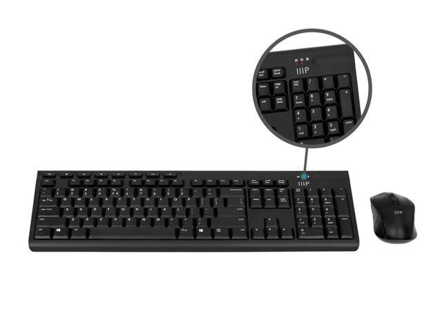Monoprice Wireless Membrane Keyboard and Optical Mouse Combo, FullSize 104Key Keyboard, 2.4 GHz Wireless Receiver, for Both Home and Office Use
