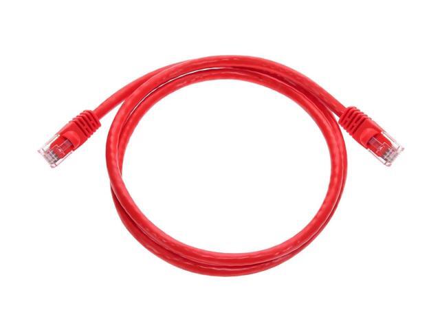 Monoprice Cat5e Ethernet Patch Cable - Network Internet Cord - RJ45, Stranded, 350Mhz, UTP, Pure Bare Copper Wire, 24AWG, 3ft, Red