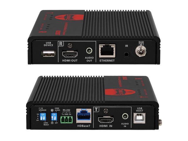 Monoprice Blackbird True 4K HDMI USB HDBaseT 3.0 Transceiver [TAA] Over Single Cat6a, Up To 100m (328ft) HDCP 2.2, HDR, Bi-directional IR, RS-232, USB