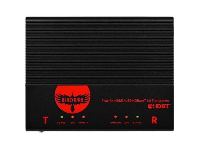 Monoprice Blackbird True 4K HDMI USB HDBaseT 3.0 Transceiver [TAA] Over Single Cat6a, Up To 100m (328ft) HDCP 2.2, HDR, Bi-directional IR, RS-232, USB