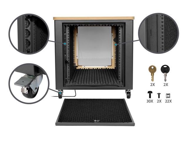 Monoprice Blackbird Pro 12U Quiet Network Rack, UltraQuiet Cooling, Removable Rear Panel, For Servers, Routers, UPS Systems, Switches, and...