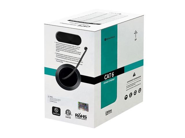 Monoprice Cat6 Ethernet Bulk Cable - 1000 Feet - Black Network Internet Cord - Solid, 550Mhz, UTP, CMP, Plenum, Pure Bare Copper Wire, 23AWG, No...