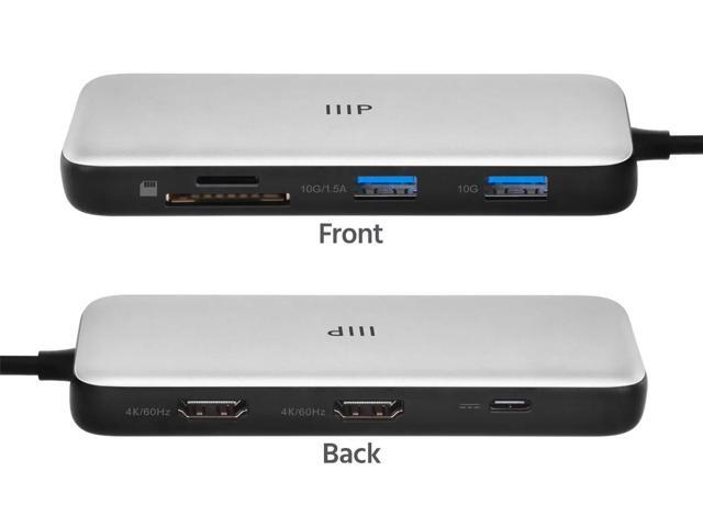 Monoprice 8-in-1 Dual-HDMI Dock with 10Gbps USB Ports, 10 Gbps USB Ports, 100W Passthrough Charging, Ethernet, SD / MicroSD Readers, PlugandPlay,...