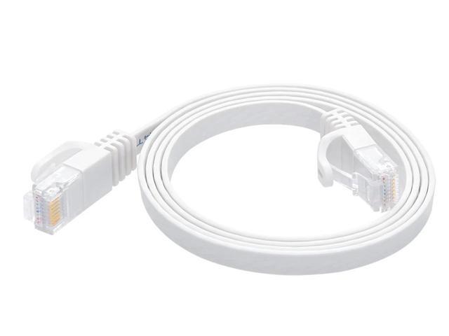 Monoprice Cat6 Ethernet Patch Cable - 3 Feet - White Snagless RJ45, Flat, 550MHz, UTP, Pure Bare Copper Wire, 30AWG, For Network Internet Modem...