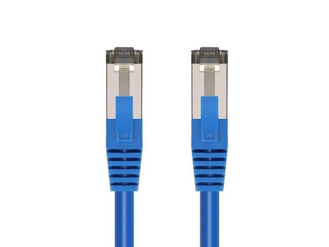 Monoprice Cat8 Patch Cable - 5 Feet - Blue Double Shielded (S/FTP), 28AWG, 2GHz, 40G, Pure Bare Copper, Snagless RJ45, Ethernet Cable