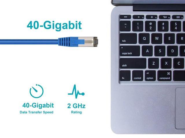 Monoprice Cat8 Patch Cable - 5 Feet - Blue Double Shielded (S/FTP), 28AWG, 2GHz, 40G, Pure Bare Copper, Snagless RJ45, Ethernet Cable