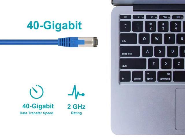 Monoprice Cat8 Patch Cable - 20 Feet - Blue Double Shielded (S/FTP), 28AWG, 2GHz, 40G, Pure Bare Copper, Snagless RJ45, Ethernet Cable