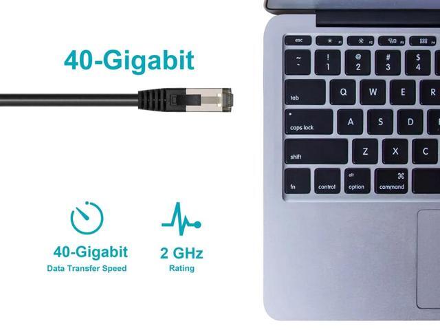 Monoprice Cat8 Patch Cable - 25 Feet - Black Double Shielded (S/FTP), 28AWG, 2GHz, 40G, Pure Bare Copper, Snagless RJ45, Ethernet Cable