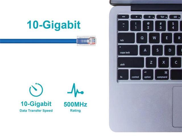 Monoprice Cat6A Patch Cable - 0.5 Feet - Blue 26AWG, 10G, Bare Copper conductor, Gold Plated Copper Connector, RJ45, Non-booted Ethernet Cable