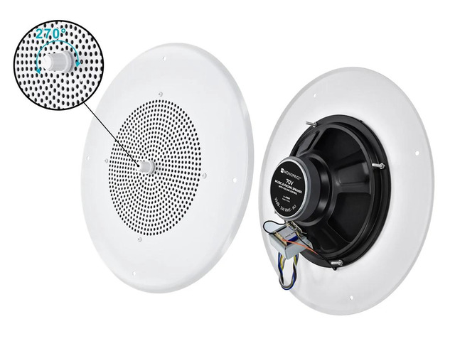 Monoprice 70V Music & Paging Speaker with Volume Control For Paging, Background Music, and Notification in Stores, Restaurants, Schools, Malls