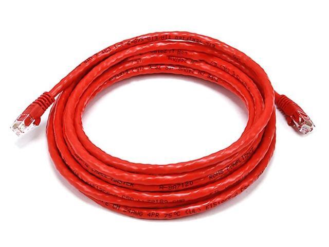 Monoprice Cat6 Ethernet Patch Cable - Network Internet Cord - RJ45, Stranded, 550Mhz, UTP, Pure Bare Copper Wire, Crossover, 24AWG, 14ft, Red