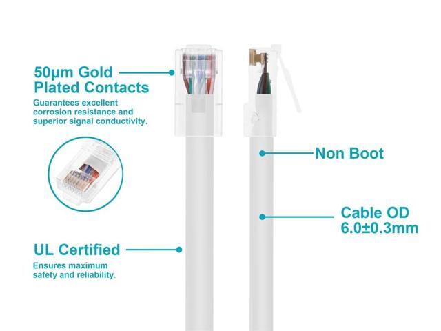 Monoprice Cat6 Ethernet Patch Cable - 0.5 Feet - White, RJ45, Stranded, 550Mhz, UTP, Pure Bare Copper Wire, 24AWG - Zeroboot Series