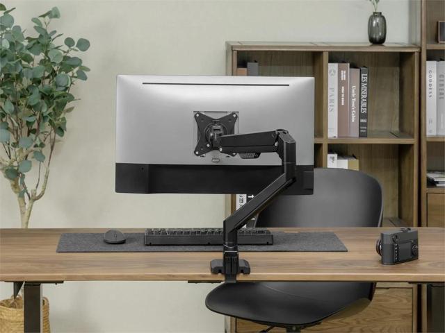 Workstream by Monoprice Low Profile Single Monitor Gas Spring Desk Mount - Up to 32in/19.8 lbs Screens, Detachable VESA