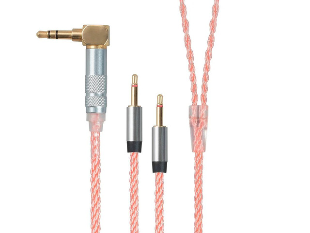 Monolith Dual 2.5mm to 3.5mm Headphone Cable - 5 Feet - Pink With Oxygen Free Copper Braided Auxiliary Audio Cord