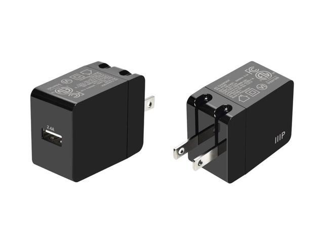 Monoprice 12W USB-A Wall Charger - Foldable, Compact, for Phones, Tablets and Electronic Device, Black