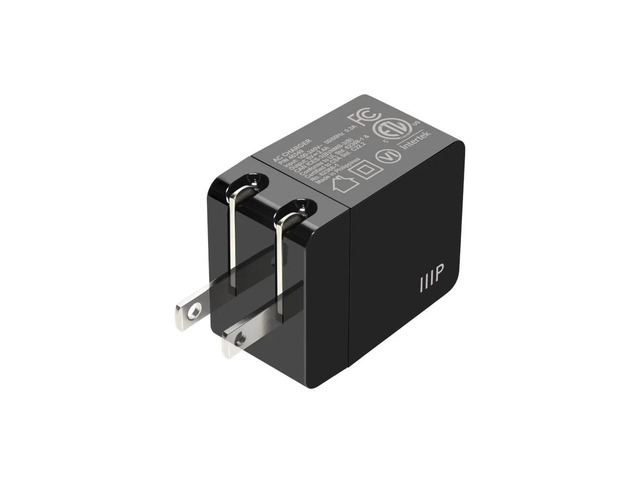 Monoprice 12W USB-A Wall Charger - Foldable, Compact, for Phones, Tablets and Electronic Device, Black