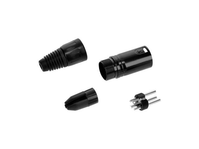 Monoprice 3-Pin Male DMX Connector - Black Anodized Aluminum With Plastic Cap And Rubber Strain Relief Boot