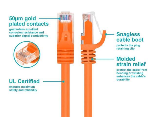 Monoprice Cat5e Ethernet Patch Cable - 3 Feet - Orange Network Internet Cord - Snagless RJ45, Stranded, 350Mhz, UTP, Pure Bare Copper Wire, 24AWG...