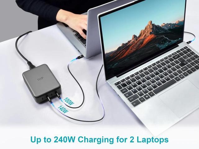 Monoprice 4-Port 240W USB-C GaN Charger, Fast Charge, For Laptops, Tablets, and Phones, Black