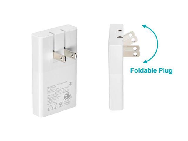 Monoprice 65W Dual-Port USB-C PD3.0 Flat Wall Charger