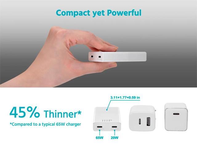 Monoprice 65W Dual-Port USB-C PD3.0 Flat Wall Charger