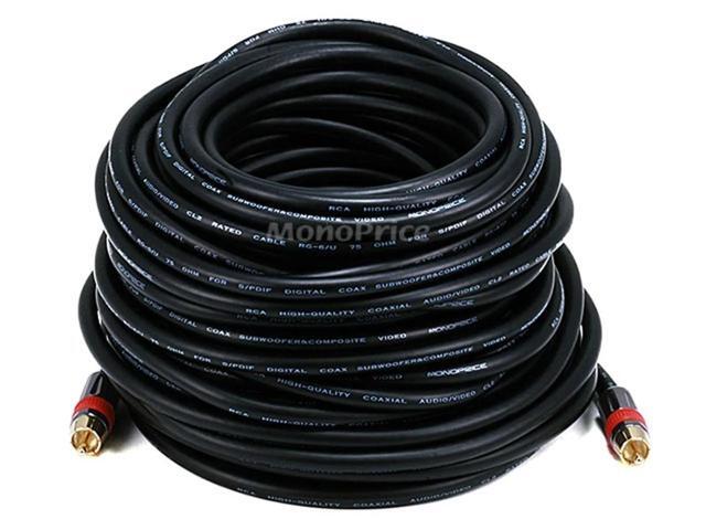 Monoprice Coaxial Audio/Video - 75 Feet - Black RCA CL2 Rated RG6/U 75ohm (for S/PDIF, Digital Coax, Subwoofer & Composite Video