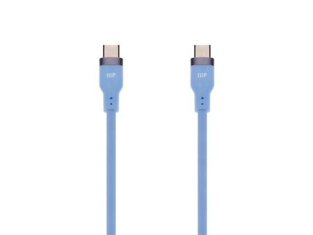 Monoprice USB 2.0 USB-C to USB-C Silicone Cable 3ft Blue