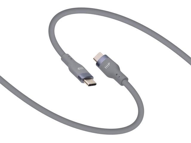 Monoprice USB-C to USB-C Silicone Charging Cable - USB 2.0, 240W PD, Ultra Flexible, 10ft, Gray