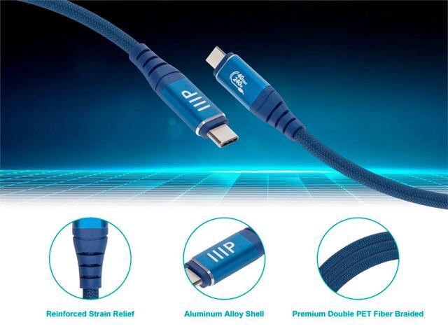 Monoprice USB4 40Gbps Cable - 240W EPR, 8K HDR, USB-IF Certified, Braided, Ultra High-Speed, 3ft, Navy