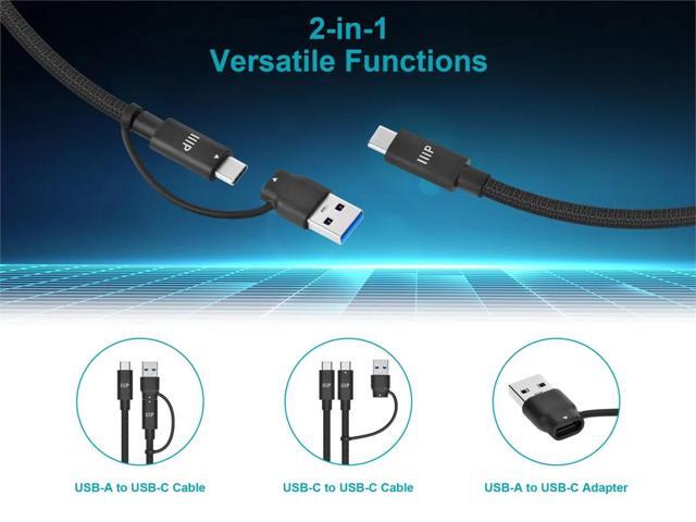 Monoprice USB4 20Gbps 2-in-1 Cable - 240W EPR, 4K60Hz, Braided, Ultra High-Speed, 3ft, Black
