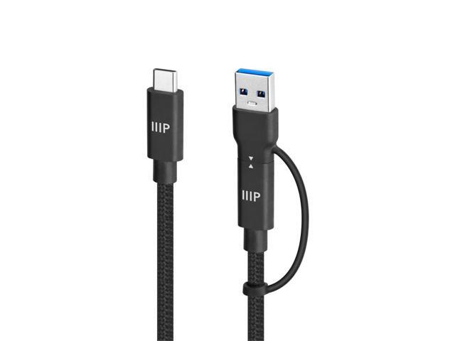 Monoprice USB4 20Gbps 2-in-1 Cable - 240W EPR, 4K60Hz, Braided, Ultra High-Speed, 6ft, Black