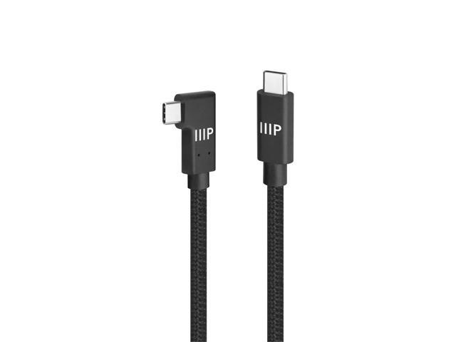Monoprice USB4 20Gbps Cable - 240W EPR, 4K60Hz, Braided, Ultra High-Speed, Right-Angle Connector, 6ft, Black