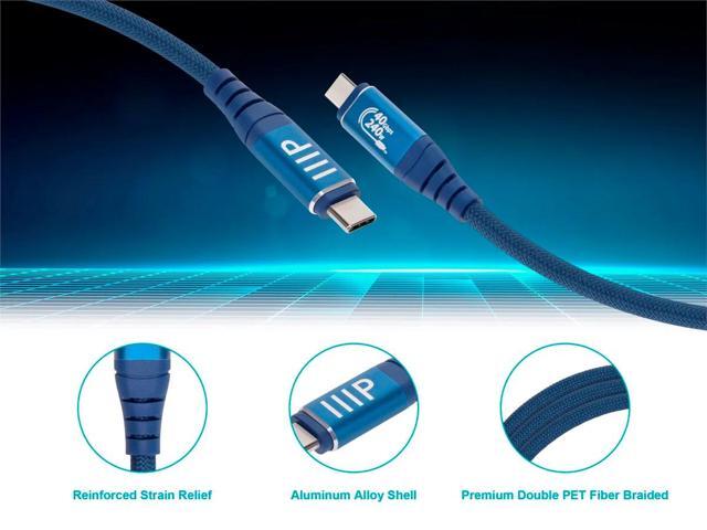 Monoprice USB4 40Gbps Cable - 240W EPR, 8K HDR, USB-IF Certified, Braided, Ultra High-Speed, 1.5ft, Navy