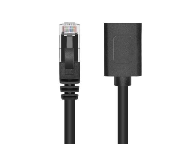 Monoprice Cat6A 1ft Black U/UTP Ethernet Extension Cable RJ45 Male to Female (with PCB Jack 3), 24AWG, Stranded Ba