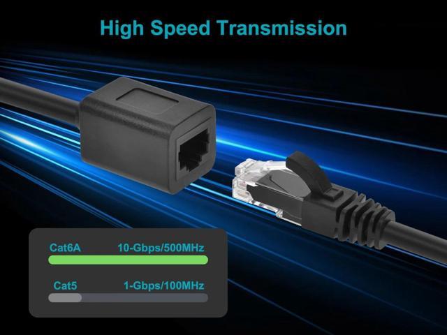 Monoprice Cat6A 1ft Black U/UTP Ethernet Extension Cable RJ45 Male to Female (with PCB Jack 3), 24AWG, Stranded Ba