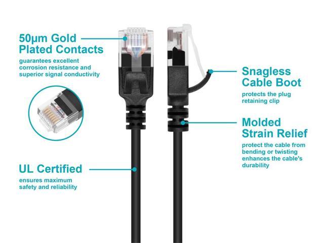Monoprice Cat6 Ethernet Patch Cable - Ultra Slim, UTP, 30AWG Stranded Copper, Molded Boot, PVC Jacket, 3ft, Black