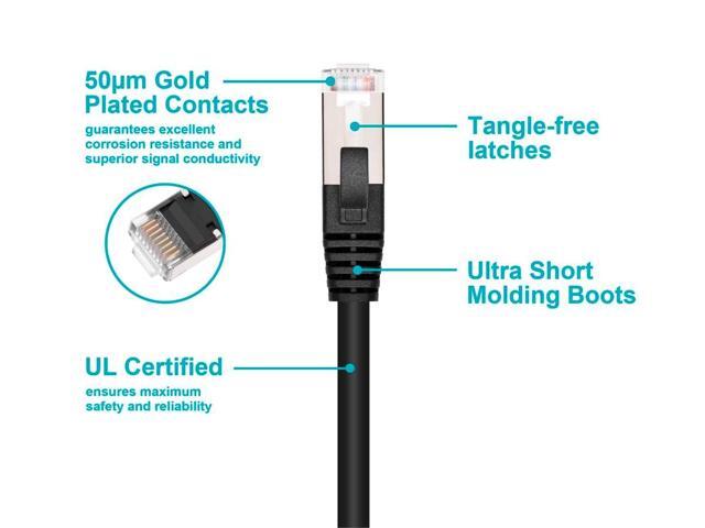 Monoprice Cat6A 6ft Black U/FTP Ethernet Extension Cable RJ45 Male to Female (with PCB Jack 3), 26AWG, Stranded Ba