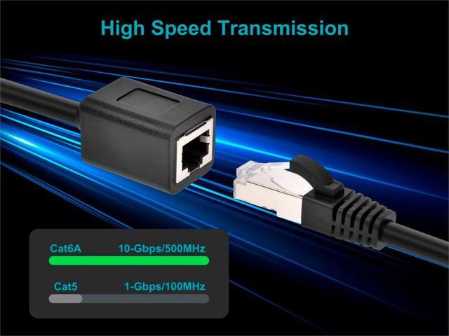 Monoprice Cat6A 6ft Black U/FTP Ethernet Extension Cable RJ45 Male to Female (with PCB Jack 3), 26AWG, Stranded Ba