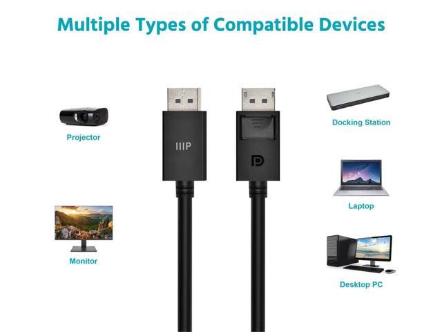 Monoprice DisplayPort 2.1 Cable, 80Gbps, 8K HDR, 4K240Hz, Ultra High-Speed, 1.5ft, Black