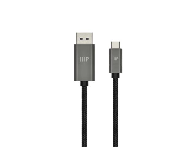 Monoprice Bidirectional USB-C to DisplayPort Cable - 4K60Hz, Thunderbolt 4/3 Compatible, Braided, 10ft, Black