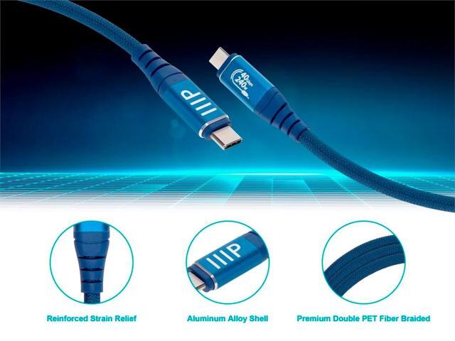 Monoprice USB4 40Gbps Cable - 240W EPR, 8K HDR, USB-IF Certified, Braided, Ultra High-Speed, 1.5ft, Navy - 2 Pack