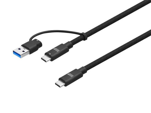 Monoprice USB4 20Gbps 2-in-1 Cable - 240W EPR, 4K60Hz, Braided, Ultra High-Speed, USB-IF Certified, 3ft, Black - 2 Pack