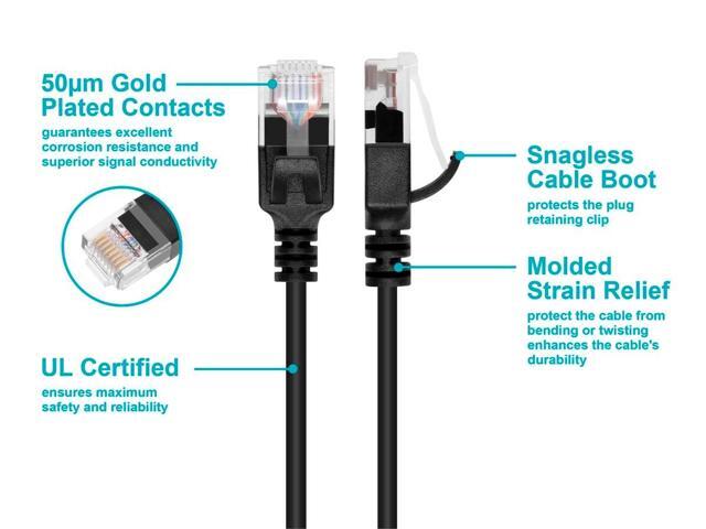 Monoprice Cat6 Ethernet Patch Cable - Ultra Slim, UTP, 30AWG Stranded Copper, Molded Boot, PVC Jacket, 1ft, Black
