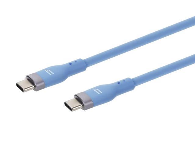 Monoprice USB-C to USB-C Silicone Charging Cable - USB 2.0, 240W PD, Ultra Flexible, 6ft, Blue - 2-Pack