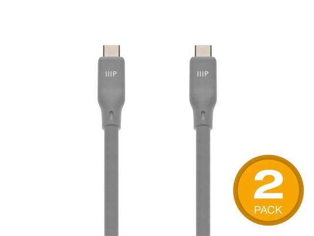Monoprice USB4 Gen 2 Silicone Cable 6ft Gray - 2 Pack