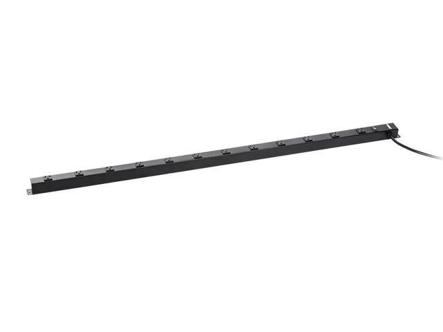 12 Outlet 4ft Metal Power Strip with 6ft Cord, Black