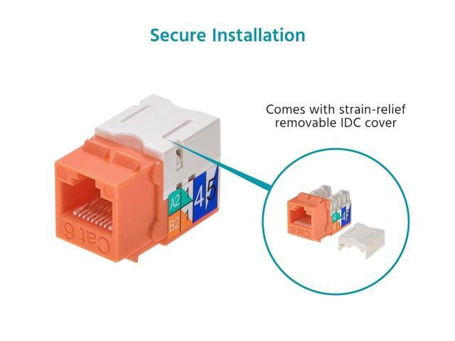 Monoprice Cat6 Punch Down Keystone Jack for 22-24AWG Solid Wire, Orange